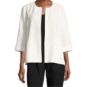 Eileen Fisher Organic Cotton Double Weave White Crinkle Jacket S  Minimalist